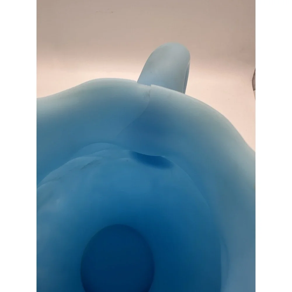 Vintage Fenton Blue‎ Satin Glass Water Lily Pattern Pitcher
